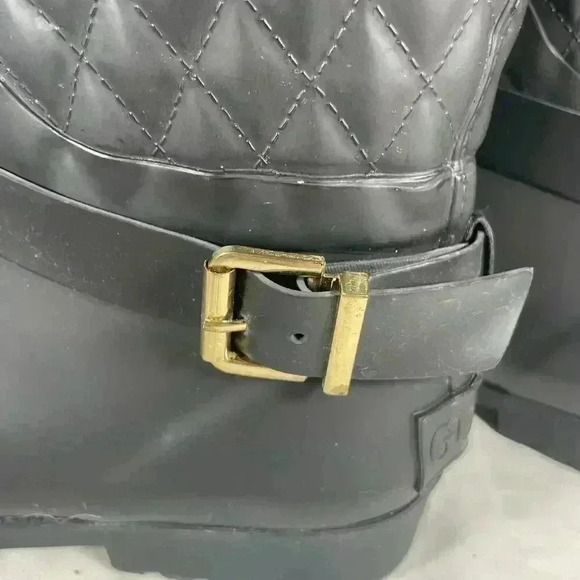 Guess Los Angeles Lulue Mid Calf Quilted Black Rain Boot Womens Size 7 - Picture 3 of 16